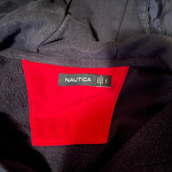 Nautica Navy Blue 1/4 Zip Hooded Sweater Jacket Size L - Picture 6 of 6